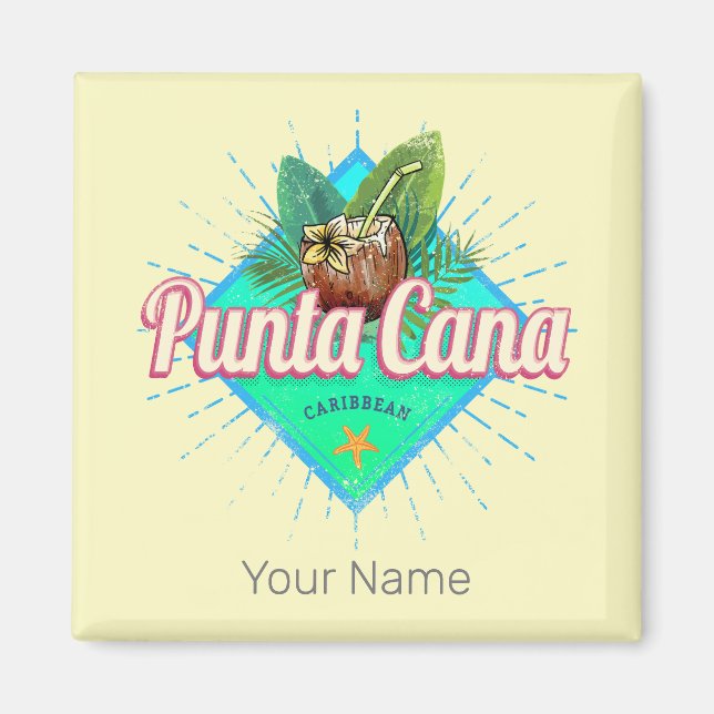 Íman Punta Cana Caribe Retro República Dominicana (Frente)