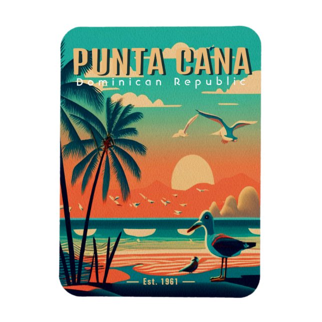 Íman Punta Cana DR. Retro Flamingos Souvenir 1950 (Vertical)