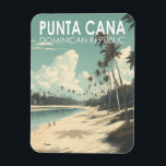 Íman Punta Cana República Dominicana Viagem Art Vintage<br><div class="desc">Design de arte vetorial de Punta Cana. A área de Bávaro e Punta Cana se combinam para formar o que é conhecido como La Costa del Coco,  ou a Costa do Coco,  uma área de resorts lavos e inclusivos.</div>