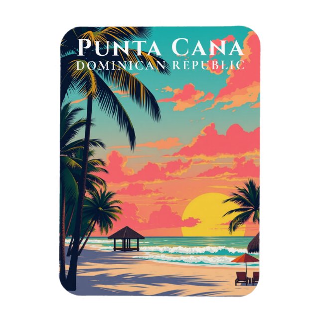 Íman Punta Cana Retro Beach Viagem (Vertical)