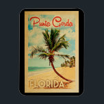 Íman Punta Gorda Florida Palm Tree Beach Viagens vintag<br><div class="desc">Design de Punta Gorda Flórida em Viagens vintage apresentando uma palmeira na praia com oceano e céu.</div>