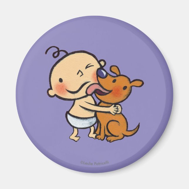 Íman Puppy Kisses para o bebê (Frente)