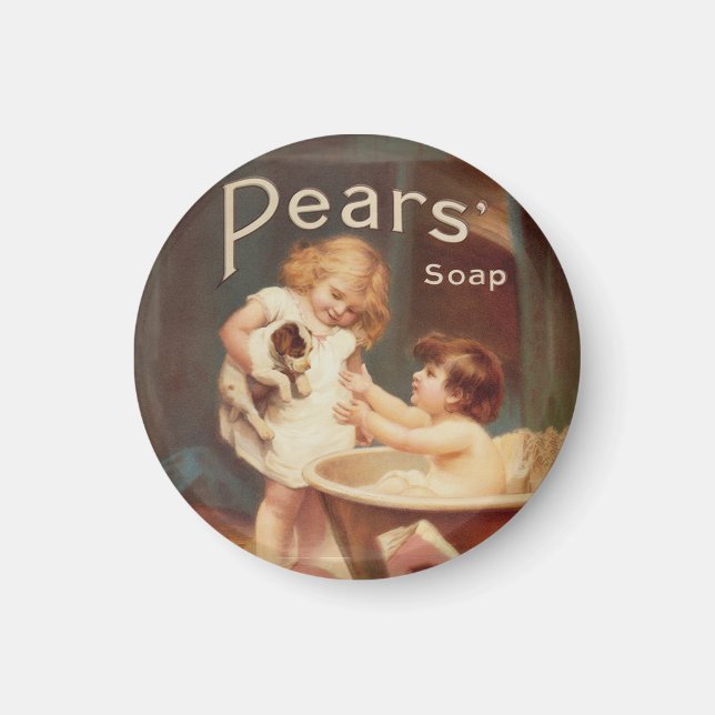 Íman Puppy Taking A Bath Vintage Antique (Frente)