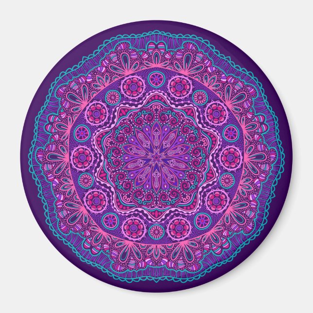 Íman Purple e Blue Paisley Mandala (Frente)