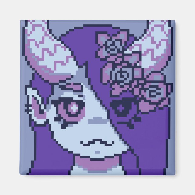 Íman Purple Girl Pixelart, Pixel Art (Frente)