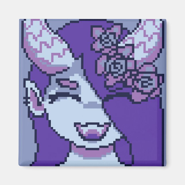 Íman Purple girl smile pixelart, Pixel Art (Frente)