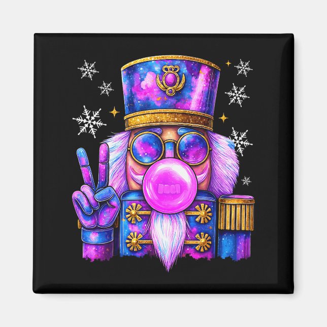 Íman Purple Nutcracker Blowing Bubble Gum Cute Christma (Frente)