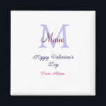 Íman Purple pastel happy Valentine's day pink monogram<br><div class="desc">beautiful design</div>