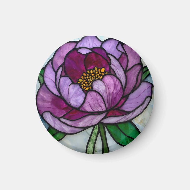 Íman Purple Peony Stained Glass (Frente)