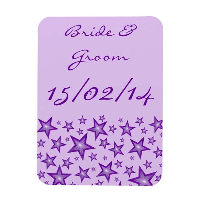 Íman Purple Stars 'Names Date' pálida púrpura flexível (Vertical)