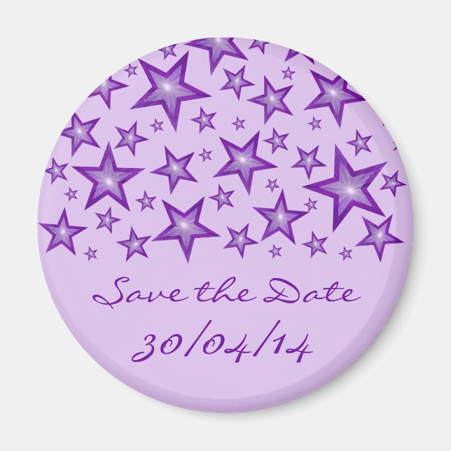 Íman Purple Stars 'Save the Date' pálido (Frente)