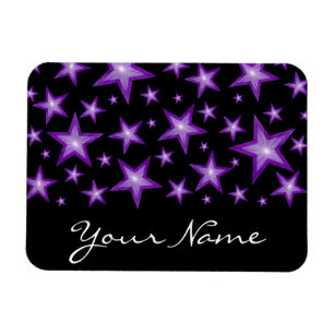 Íman Purple Stars 'Seu nome', ímã flexível preto
