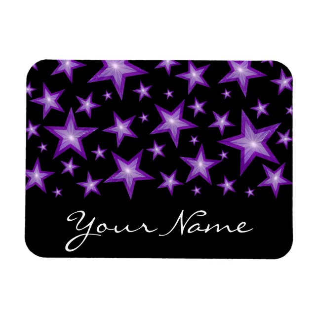 Íman Purple Stars 'Your Name' flexível magnet black (Horizontal)