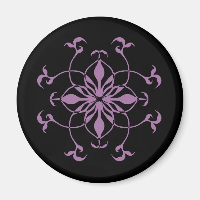 Íman Púrpura de flor gótica e preto (Frente)