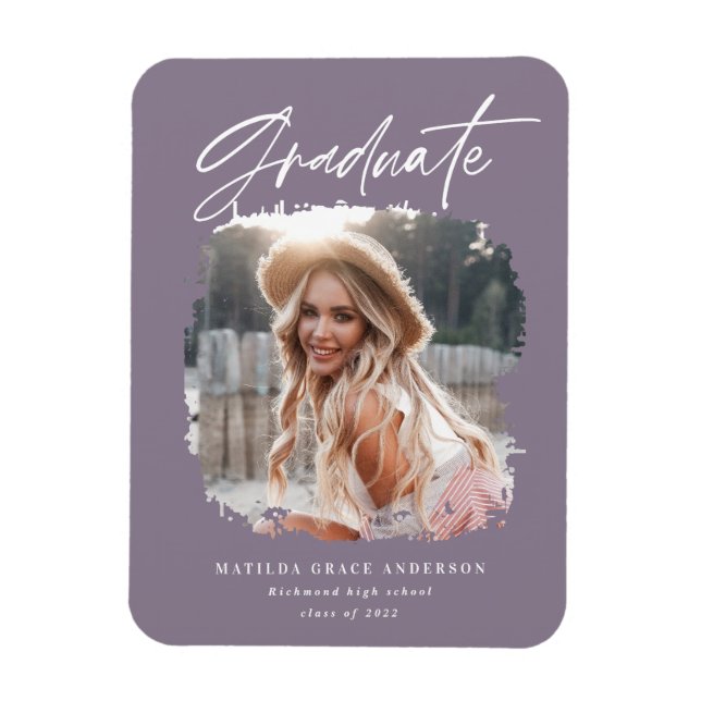Íman Púrpura de graduação contemporânea de foto moderna (Vertical)