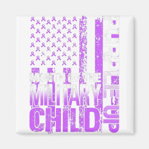 Íman Púrpura Infantil Militar Mês EUA Bandeira T-Shir
