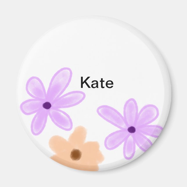 Íman Púrpura laranja abst floral cor d'água (Frente)