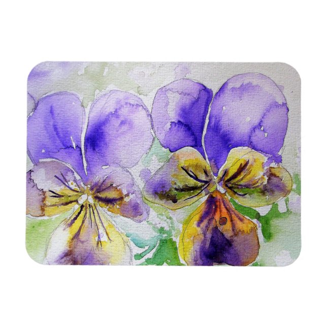 Íman Púrpura Viola Flor Aquarela Magnética de Aniversár (Horizontal)
