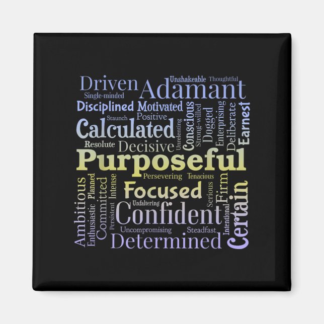 Íman Purseful Word Cloud Art Achiever Motivation Insrat (Frente)