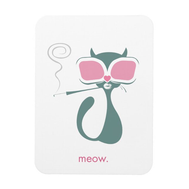 Íman Pussy Golightly Meow White Magnet (Vertical)