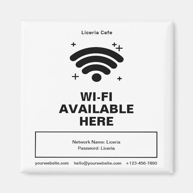 Íman Qr Code Business Name Detalhes mínimos do wifi (Frente)