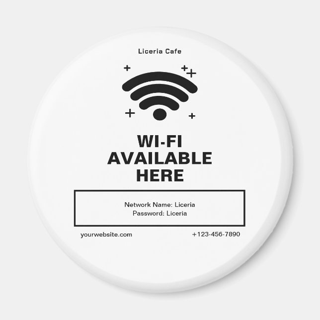 Íman Qr Code Business Name Detalhes mínimos do wifi (Frente)