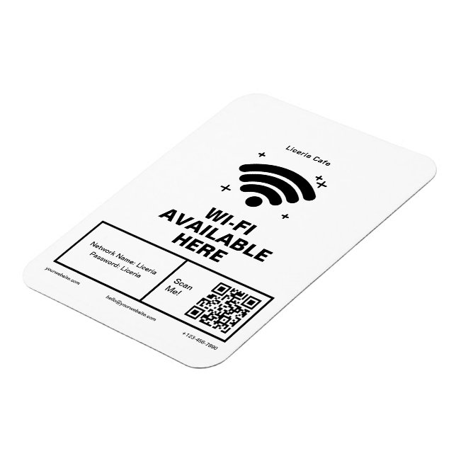Íman Qr Code Business Name Detalhes mínimos do wifi (Left Side)
