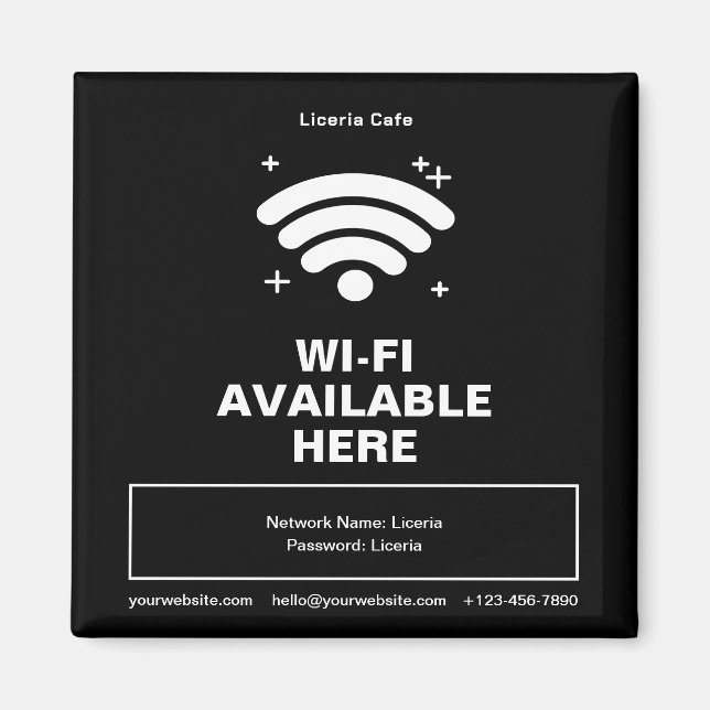 Íman Qr Code Business Name Detalhes mínimos do wifi (Frente)