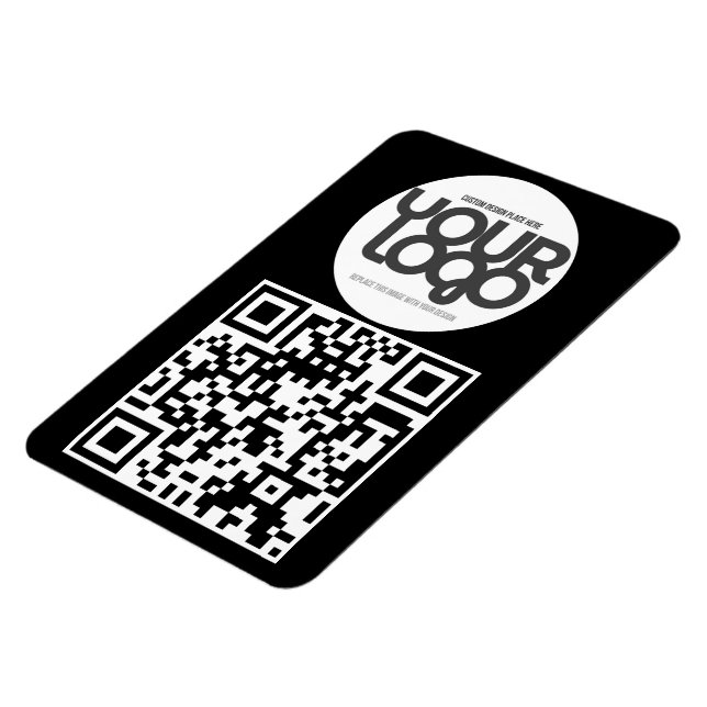 Íman QR Code Customizable Modern Black Business Card (Left Side)