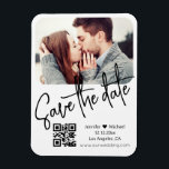 Íman qr código: foto de casamento branco moderno salvar<br><div class="desc">qr código branco moderno manuscrito preto Imã salve a data de fotos de fundo preto personalizado. você pode mudar a cor de fundo e a cor e o estilo da fonte.</div>