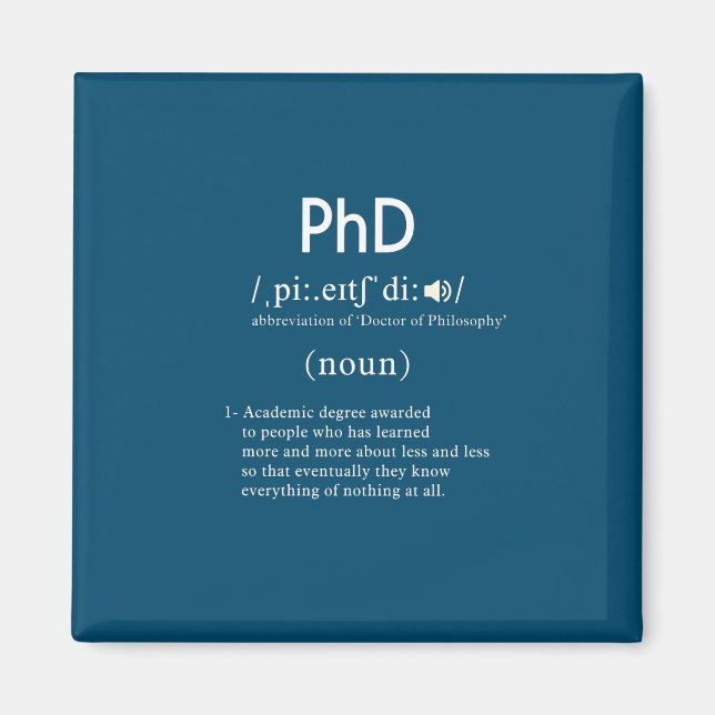 Íman quadrado de definição de phd engraçado (Frente)