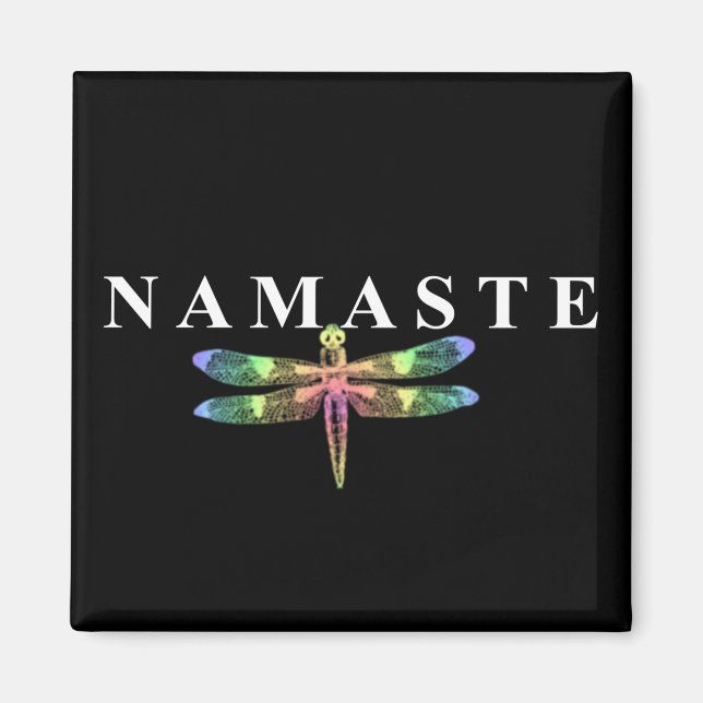 Íman Quadrado de Dragonfly (Fundo Escuro) (Frente)