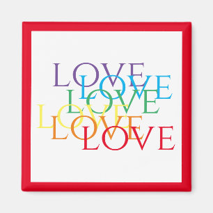 Íman Quadrado de LOVE RAINBOL / Vermelho