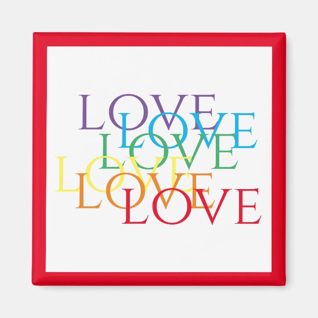 Íman Quadrado de LOVE RAINBOL / Vermelho (Frente)