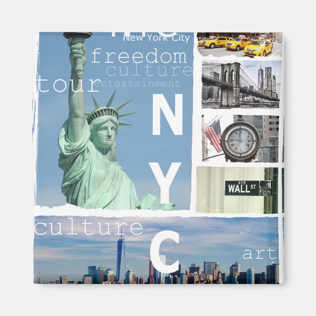 Íman Quadrado Nova Iorque de Modelo de NY Elegante (Frente)