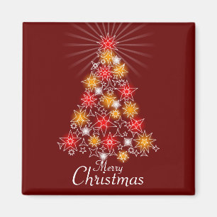 Íman Quadrado vermelho & Dourado da árvore de Natal da