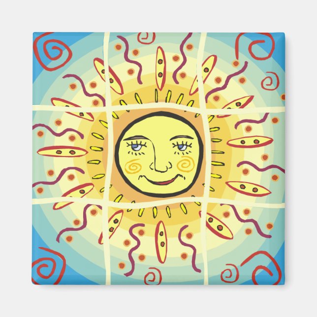 Íman Quadrados Solares Solares Sorridentes (Frente)