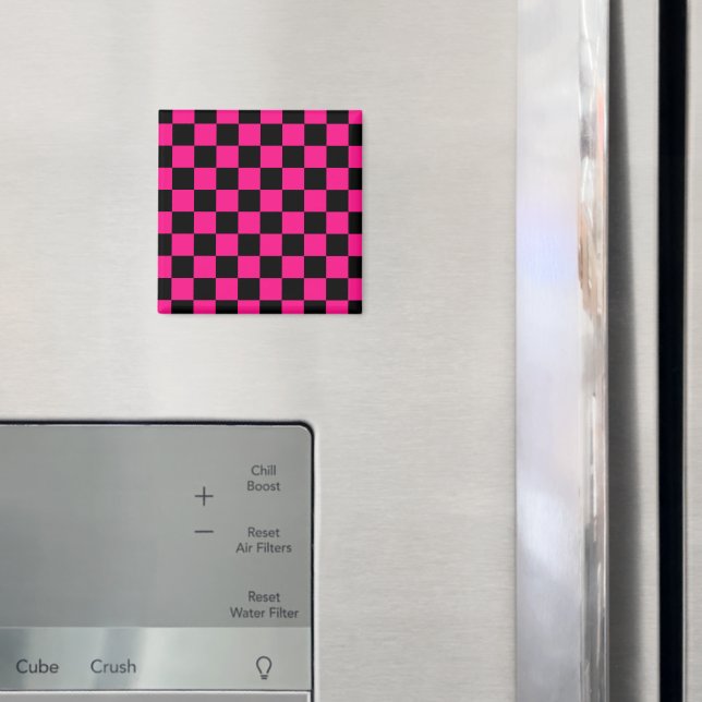 Íman Quadrados verificados retro geométrico preto-rosa- (In Situ (Fridge))