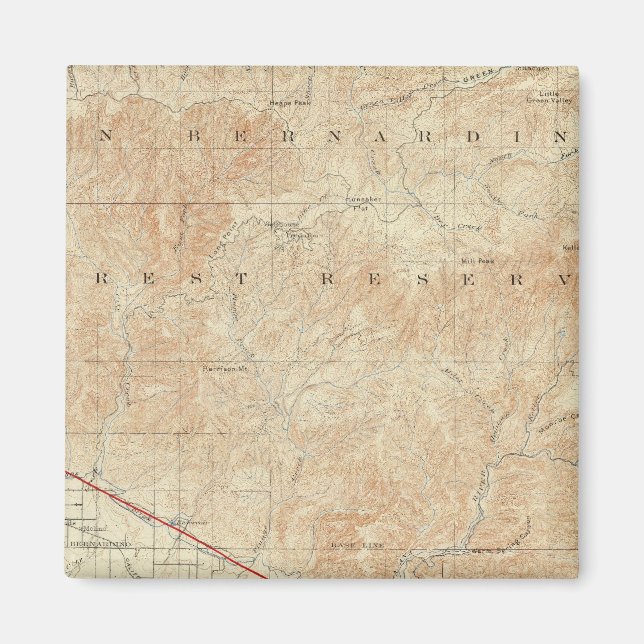 Íman Quadrângulo das Redlands mostrando San Andreas Rif (Frente)