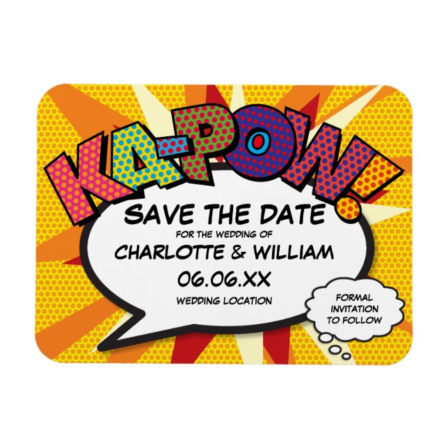 Íman Quadrinho KA-POW Divertido Salve a Data (Horizontal)