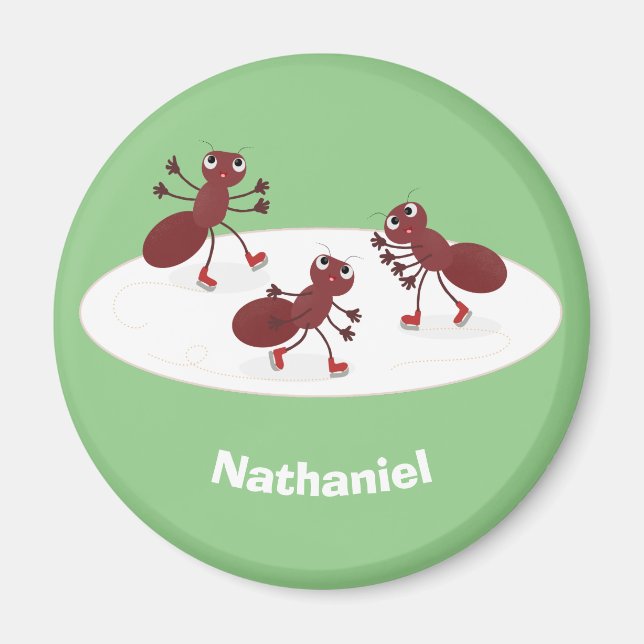 Íman Quadrinhos de gelo de formigas vermelhas felizes (Frente)
