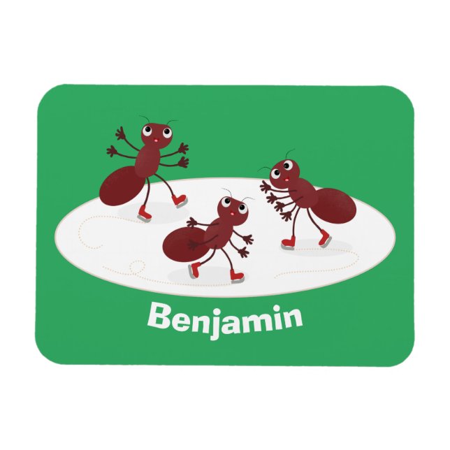 Íman Quadrinhos de gelo de formigas vermelhas felizes (Horizontal)