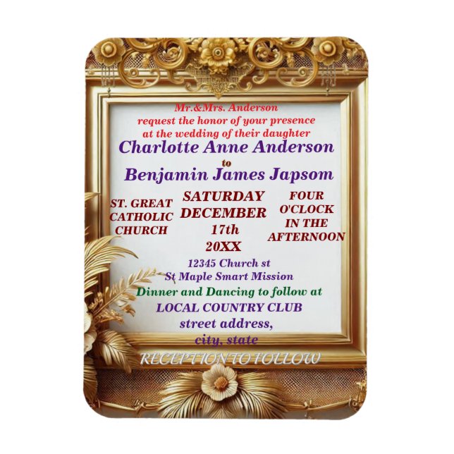 Íman Quadro Botânico Floral do Ouro 3D (Vertical)