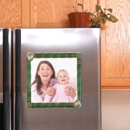 Íman Quadro de Antiguidade Verde Adicione Sua Foto Aqui