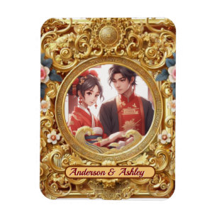 Íman Quadro de esquadra chinês ouro Faux