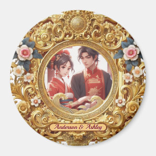 Íman Quadro de esquadra chinês ouro Faux