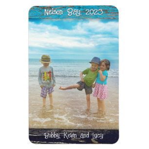 Íman Quadro de Foto em Madeira de Praia Azul Branco Rús