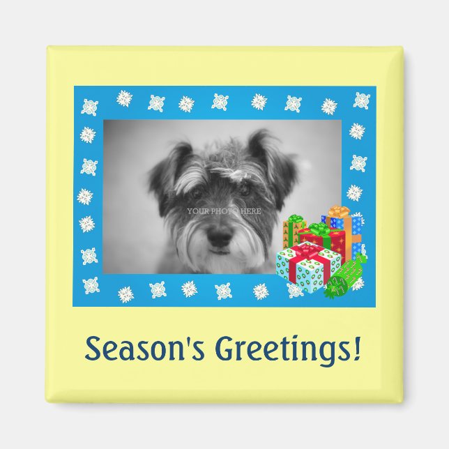 Íman Quadro de Fotografias da Neve Azul no Natal (Frente)