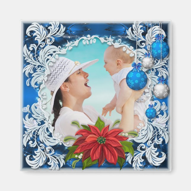 Íman Quadro de Fotografias de Natal Azul (Frente)