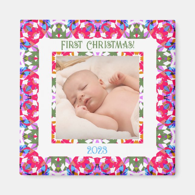 Íman Quadro de Fotografias de Natal Festivas Personaliz (Frente)